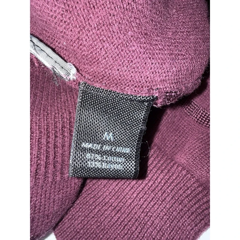 Marc Anthony Men Medium V-Neck Sweater Burgundy Striped Pullover Preppy Casual